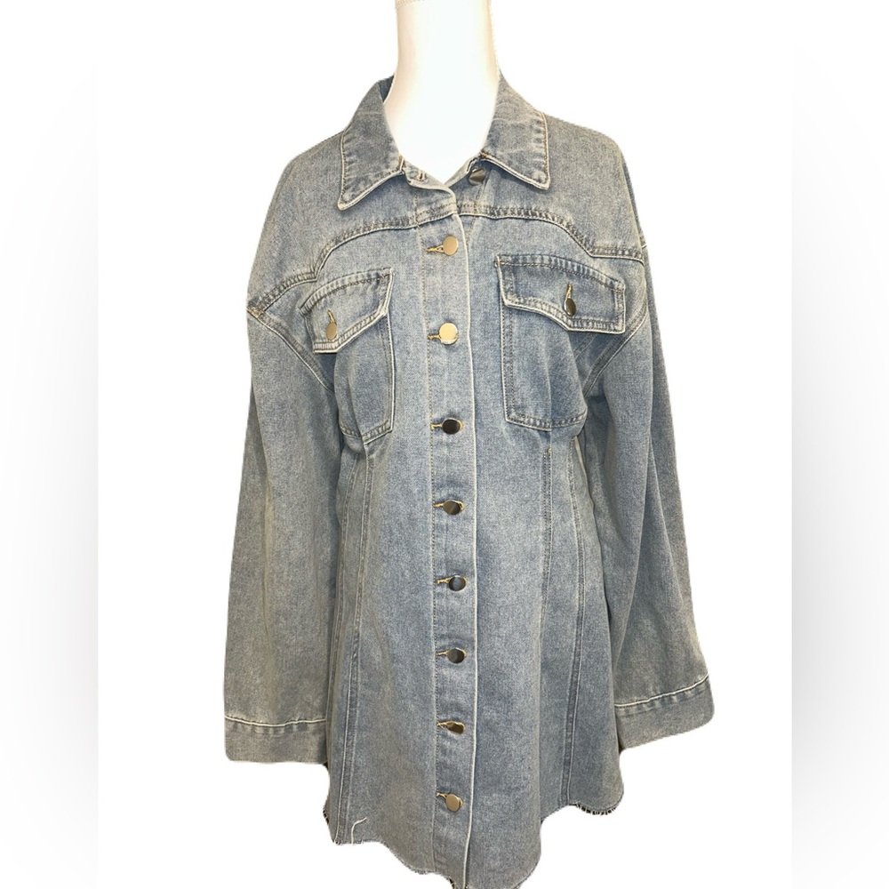 LOVE + Harmony Light Blue Denim Button-Up Dress Large - Picture 5 of 7